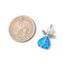 Handmade Millefiori Lampwork Beads and ABS Plastic Imitation Pearl Round Beads and Tibetan Style Alloy Fairy Wing Beads and 304 Stainless Steel Ball Head Pins Pendants&nbsp;PALLOY-JF03740-02