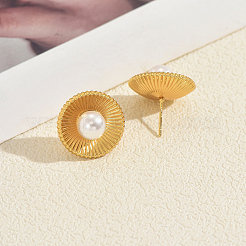 Stainless Steel Flat Round with Round Stud Earrings&nbsp;BM6154