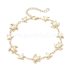 Summer Beach 304 Stainless Steel Turtle Starfish Link Chain Anklets for Women&nbsp;AJEW-AN00788