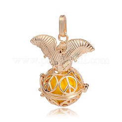 Golden Plated Brass Hollow Round Cage Pendants&nbsp;KK-J252-07G