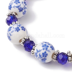 Handmade Blue and White Porcelain & Glass Beads Stretch Bracelets for Women&nbsp;BJEW-JB12225