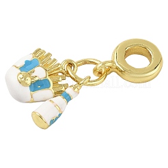 2Pcs 2 Colors Brass Enamel European Dangle Charms&nbsp;KK-FS0001-81