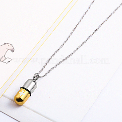 Medical Theme Pill Shape 304 Stainless Steel Pendant Necklaces with Cable Chains&nbsp;JS1441-1
