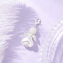 7Pcs Heart Angel Acrylic & ABS Plastic Imitation Pearl Pendant Decorations&nbsp;HJEW-JM03564