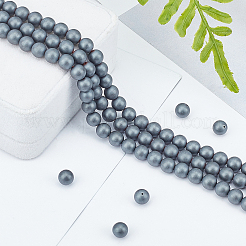 4 Strands Frosted Non-magnetic Synthetic Hematite Round Beads Strands&nbsp;G-OC0001-98