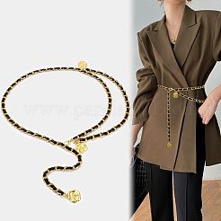 Alloy with Imitation Leather Flower Charm Chain Belts for Women&nbsp;FS-WGDE2E1-01