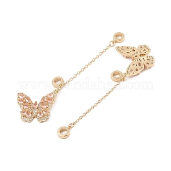 Rack Plating Butterfly Brass Pink Cubic Zirconia European Safety Chains&nbsp;KK-F879-20G