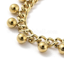 304 Stainless Steel Round Ball Charms Link Chain Bracelets&nbsp;BJEW-G686-05G