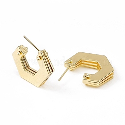 Brass Hexagon Stud Earrings&nbsp;KK-K271-19G