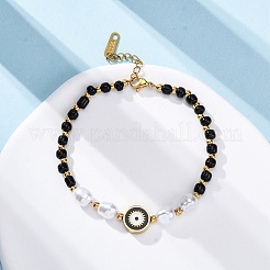 304 Stainless Steel Beaded Bracelets for Women&nbsp;BJEW-Z099-01G