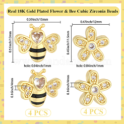 8Pcs 2 Styles Brass Micro Pave Cubic Zirconia Beads&nbsp;KK-BBC0024-71