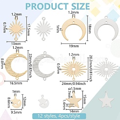 48Pcs 12 Styles Brass Link Connectors&nbsp;FIND-BC0013-58