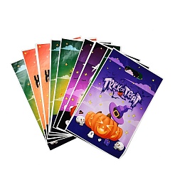 50Pcs 4 Styles Halloween Pumpkin Printed OPP Cellophane Packaging Bags with Die Hole Handles&nbsp;ABAG-C013-07