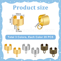 60Pcs 3 Colors Brass Ear Cuff Findings&nbsp;KK-PH0014-09
