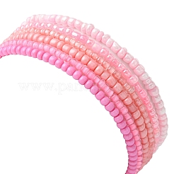 Pink Color Palette Gradient Color Glass Seed Beaded Stretch Bracelet Sets&nbsp;BJEW-MZ00102-01