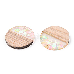 Transparent Resin & White Wood Pendants&nbsp;RESI-N039-33