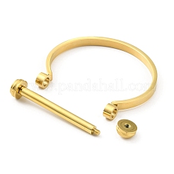 304 Stainless Steel D Shape Bar Screw Bangle&nbsp;BJEW-G636-04A-G