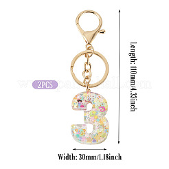 Number 3 Transparent Resin Keychains&nbsp;KEYC-TADJ0001-10C