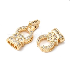 Brass Micro Pave Clear Cubic Zirconia Fold Over Clasps&nbsp;KK-B189-03G