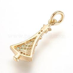 Brass Micro Pave Cubic Zirconia Pendants&nbsp;ZIRC-G107-15G