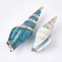 Spray Painted & Electroplate Spiral Shell Big Pendants&nbsp;X-SSHEL-T010-05B