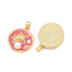 Brass Enamel Pendants&nbsp;KK-CBAEBFB-06G