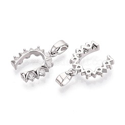 Brass Micro Pave Clear Cubic Zirconia Pendants&nbsp;KK-T080-75P