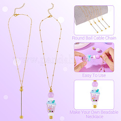 4Pcs Brass Round Ball Cable Chain Necklace Making&nbsp;NJEW-TAC0019