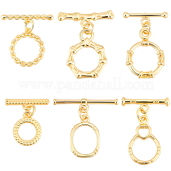 12Pcs 6 Styles Brass Toggle Clasps&nbsp;KK-BBC0025-27