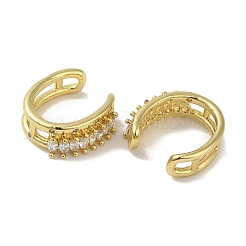 Rack Plating Brass Pave Clear Cubic Zirconia Oval Cuff Earrings for Women&nbsp;EJEW-P280-16G