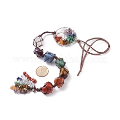 Chakra Natural Mixed Gemstone Woven Pendant Decorations&nbsp;HJEW-JM00660