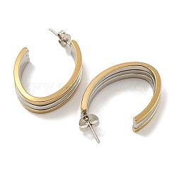 Letter C 202 Stainless Steel Multi Layered Stud Earrings&nbsp;EJEW-H003-13GP-03