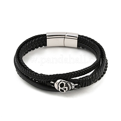 Microfiber Leather & Glass Multi-strand Bracelets for Men Women&nbsp;BJEW-H631-04B-AS