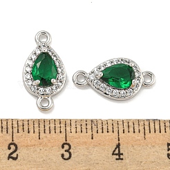 Brass Pave Clear & Green Cubic Zirconia Connector Charms&nbsp;KK-P275-46P