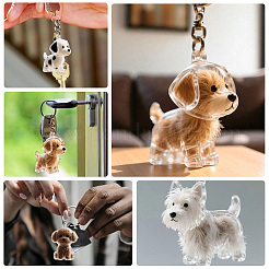 8Pcs 8 Styles Dog Resin Pendant Keychains&nbsp;KEYC-SC0002-09
