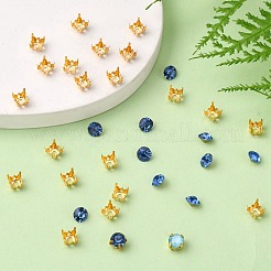 Square Brass Sew on Prong Settings&nbsp;KK-O084-05G-6x6mm