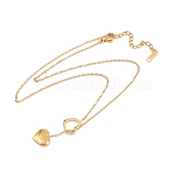 304 Stainless Steel Heart Pendant Lariat Necklaces for Women&nbsp;NJEW-A064-05G