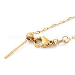 304 Stainless Steel Dapped Chain Necklace for Women&nbsp;NJEW-G104-02G