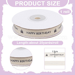 20 Yards Single Face Happy Birthday Printed Cotton Ribbon&nbsp;OCOR-WH0036-41