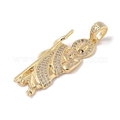 Brass Clear Cubic Zirconia Pendants&nbsp;KK-Z050-03G-03