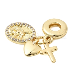 Brass Micro Pave Clear Cubic Zirconia European Dangle Charms&nbsp;X-KK-Z150-10G