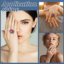 32Pcs 8 Styles Vintage Adjustable Iron Flower Finger Ring Components Alloy Cabochon Bezel Settings&nbsp;FIND-ME0003-37