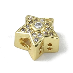 Rack Plating Brass Micro Pave Clear Cubic Zirconia Beads&nbsp;KK-A220-04G