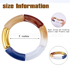 Imitation Jade and Wooden Chunky Curved Tube Beads Stretch Bracelets Set&nbsp;BJEW-SW00018