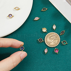 12Pcs 2 Styles Brass Micro Pave Cubic Zirconia Links Connectors&nbsp;KK-HS0015-22A