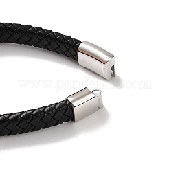 Men's Braided Black PU Leather Cord Bracelets&nbsp;BJEW-K243-23P