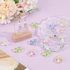 24Pcs 6 Colors Tulip Transparent Acrylic Pendants&nbsp;PALLOY-GO00051