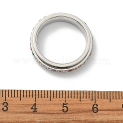 304 Stainless Steel Rhinestone Rotating Finger Rings&nbsp;RB-CBACDE8-02P