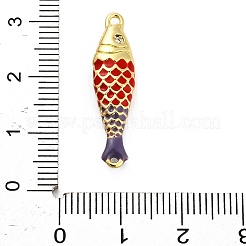 Brass Enamel Fish Connector Charms&nbsp;KK-H527-11G-04