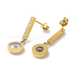 Ion Plating(IP) Stainless Steel Inlay Rhinestone and Clear Cubic Zirconia Stud Earrings for Women&nbsp;EJEW-M024-07B-G